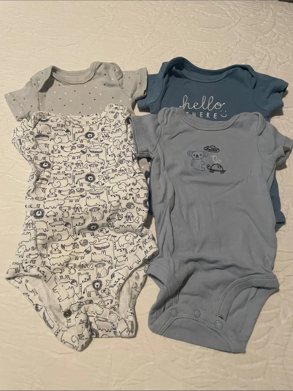Carter's Baby Blue Mix Short-Sleeve Bodysuit Set